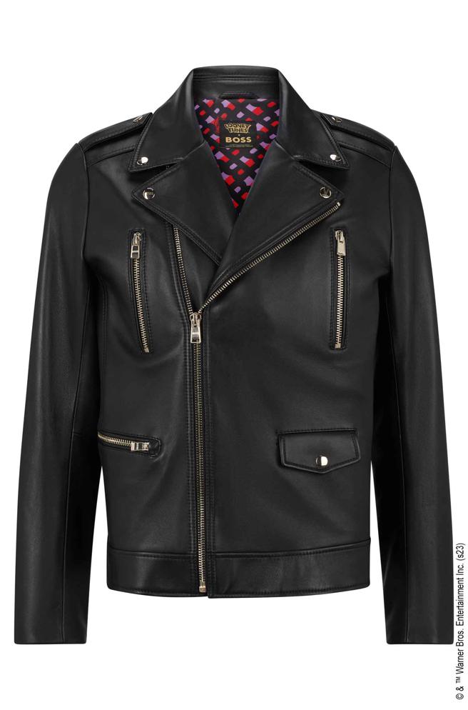 樂一通 x BOSS農曆新年聯名系列羊皮騎士夾克(Taipei 101專門店獨家販售)，4萬3900元。（ BOSS提供）