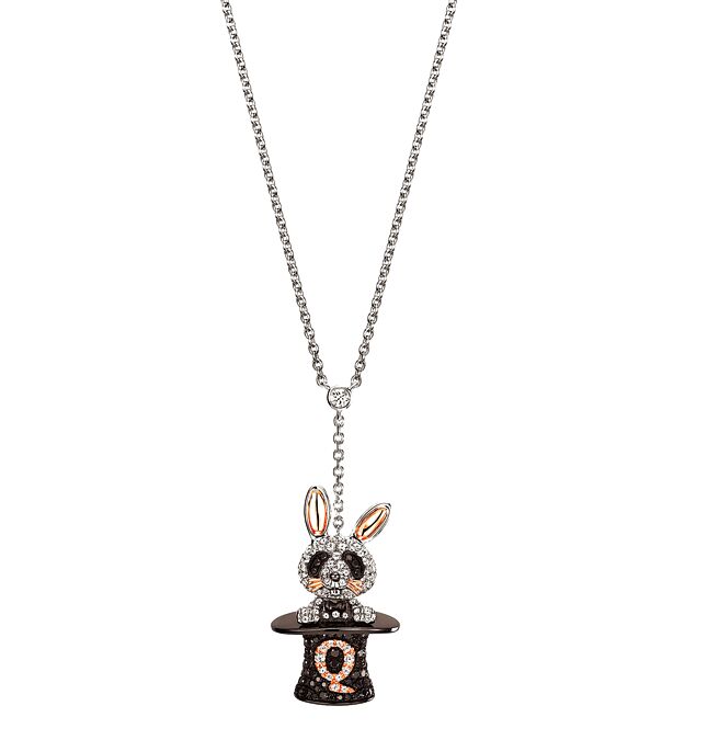 微風南山 Qeelin Rabbit Bo Bo 18K白金、玫瑰金及鑽石項鍊，推薦價32萬8000元。（微風提供）