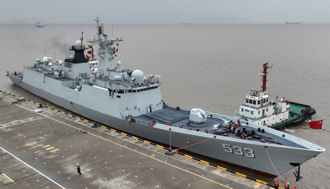 中方海軍現役054A型飛彈護衛艦「南通」艦。（新華社）