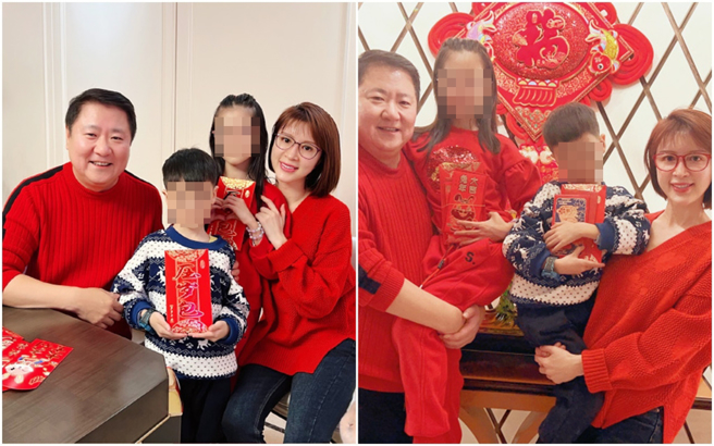 金巧巧晒全家福，一家四口相当美满。(图/金巧巧 微博)