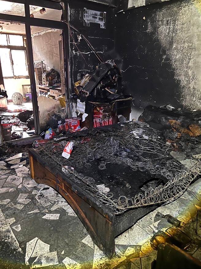 台南市下营区本月14日清晨6点多发生一起纵火砍人案件，36岁日姓男子因与妻子感情不睦，竟跑到妻小租屋处纵火，还砍伤妻子。（读者提供／张毓翎台南传真）