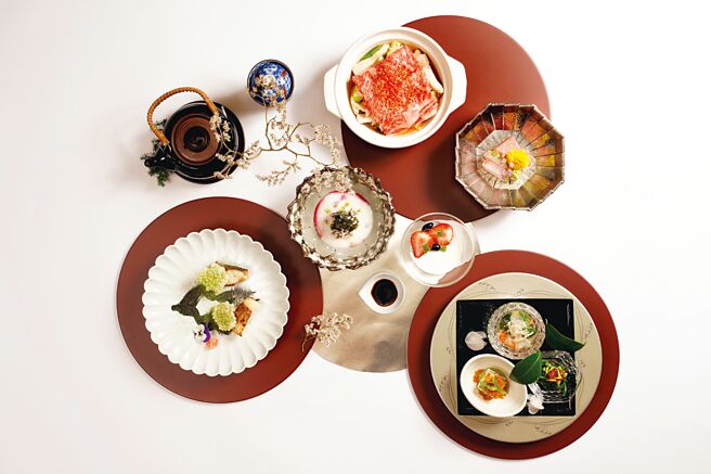 日胜生加贺屋〈天翔厅〉以「风花」为名，推出冬季会席料理晚餐套餐。图／日胜生加贺屋
