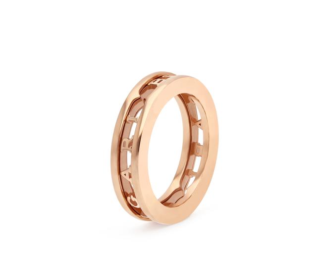 宝格丽B.zero1 Logo系列玫瑰金戒指，约5万3800元。（BVLGARI提供）