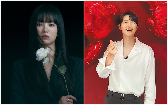 宋仲基（右）宣布认爱时，刚好是宋慧乔新戏宣传期。(图/宋仲基IG、宋慧乔IG)