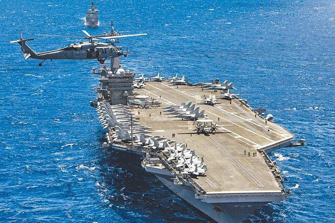 图为美国航空母舰卡尔文森号。（美联社）