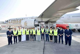 阿聯酋航空邁向永續 完成100％SAF驅動單一引擎首航