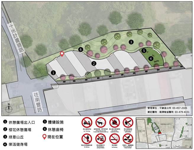 平镇区涌丰段27-1地号简易绿美化全区配置图。（工务局提供／蔡明亘桃园传真）