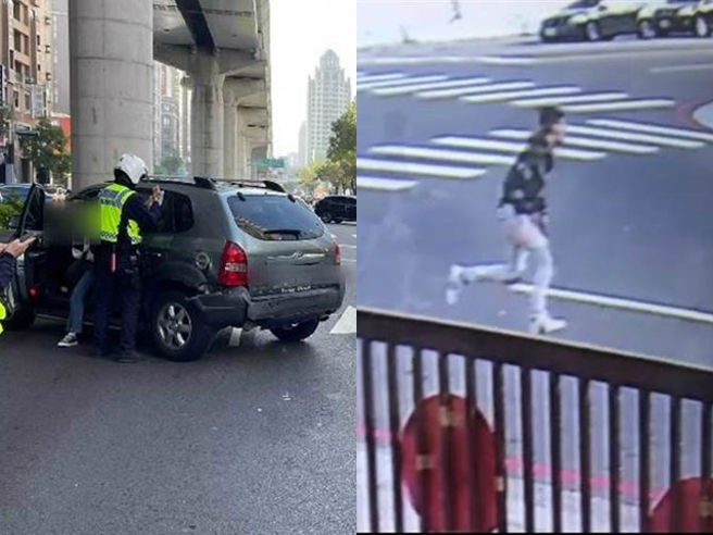 警方根据监视器和线报，下午终于在台中市南区，找到了开车的叶姓男子和另外一名罗姓乘客。（翻摄照片）