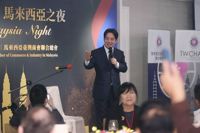 赖清德2日晚间出席「马来西亚之夜暨癸卯年新春团拜」致词。总统府提供