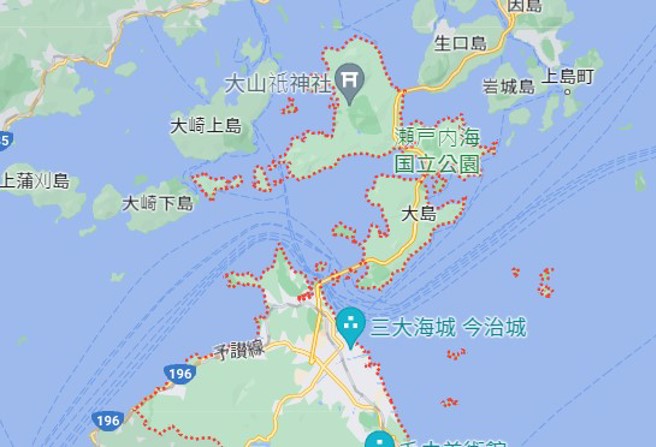 日本今治市外海。（图取自Google地图）