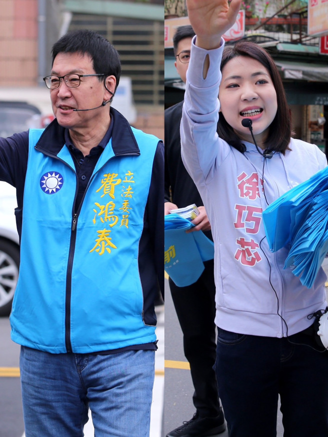 徐巧芯（右）、费鸿泰（左）民调刚落幕，李正皓在脸书发表他了解到的结果。（中时资料照合成）