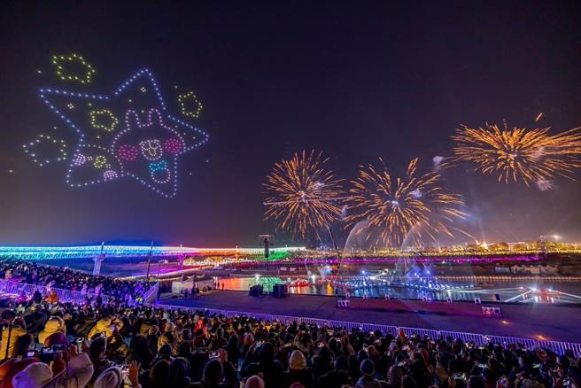 南投灯会将于元宵节闭幕，5日晚间7时40分、9时40分都有无人机展演卡娜赫拉的小动物。（南投县政府提供／杨静茹南投传真）