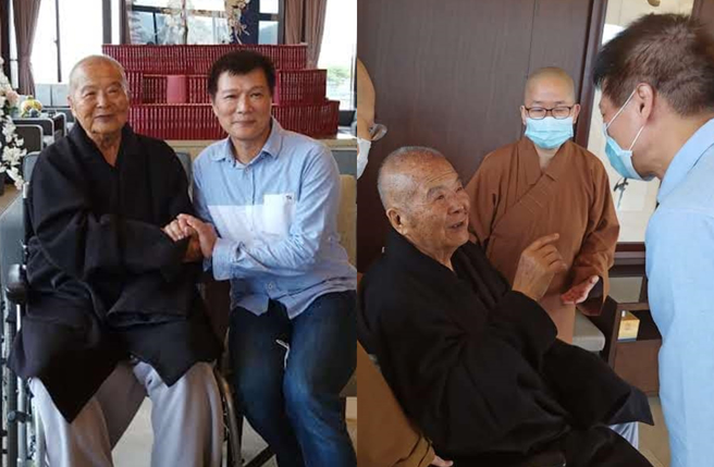 蔡诗萍分享和星云大师最后合影。（图／翻摄自蔡诗萍脸书）