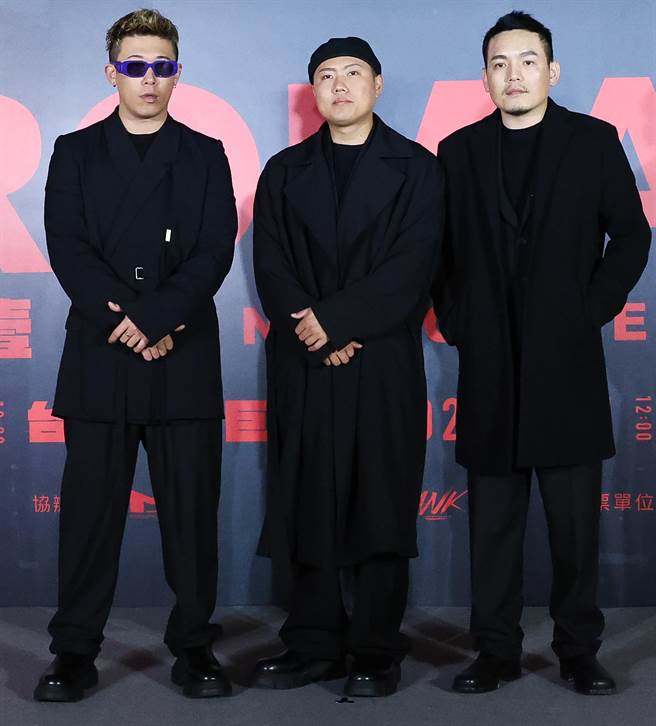 玖壹壹健志（左起）、洋葱、春风出席《玖壹壹BROMAN小巨蛋演唱会》启售记者会。（陈俊吉摄）
