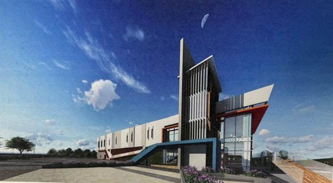 桃园市竹围渔港规画在北岸新建鱼产品直销中心，连2次发包不顺利，已增1亿元预算将再次招标。图为完工模拟图。（桃园区渔会提供／蔡明亘桃园传真）