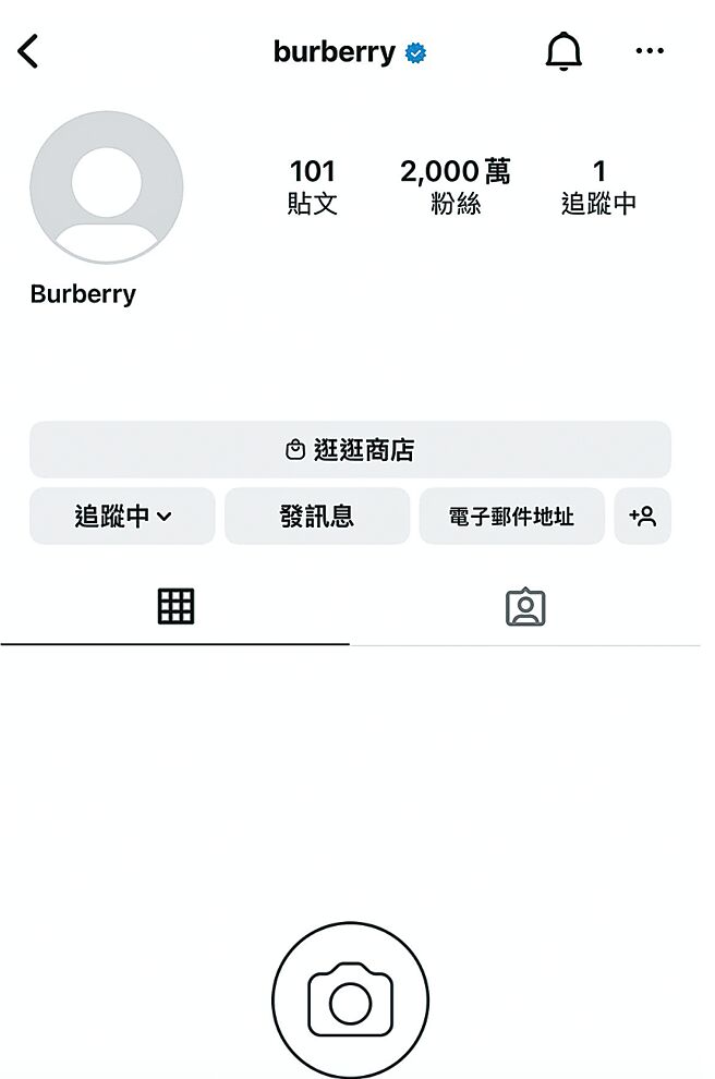 Burberry日前清空社群帐号。（摘自IG）