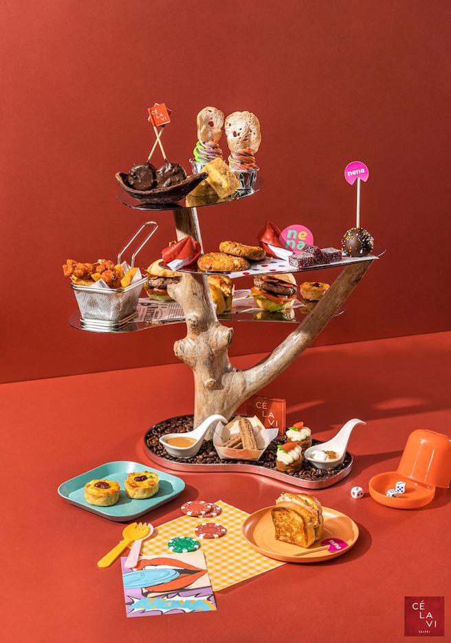 微风南山CÉ LA VI Taipei X Nena by Gen Creative天空树飨宴双人套餐，推荐价2180元。（微风提供）