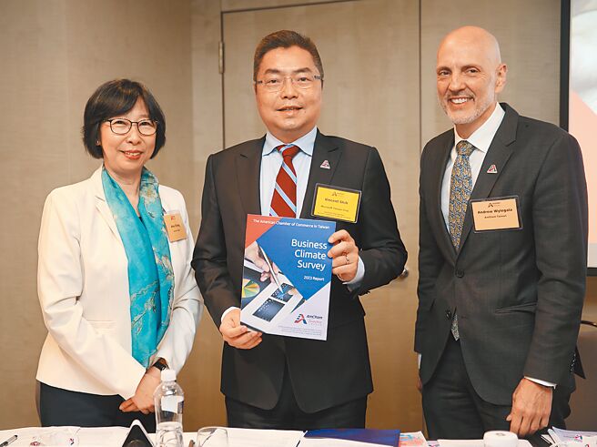 台湾美国商会昨发布「2023年商业景气调查报告」。（陈怡诚摄）