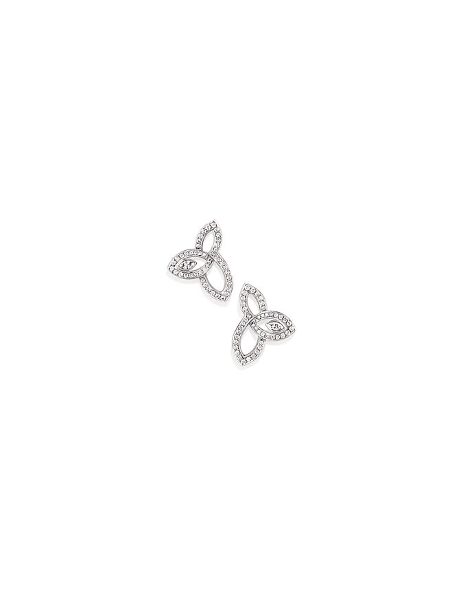 海瑞溫斯頓Lily Cluster系列鑽石鉑金耳環，共鑲嵌90顆圓形明亮式切工鑽石和2顆馬眼型切工鑽石，總重約0.68克拉。（Harry Winston提供）