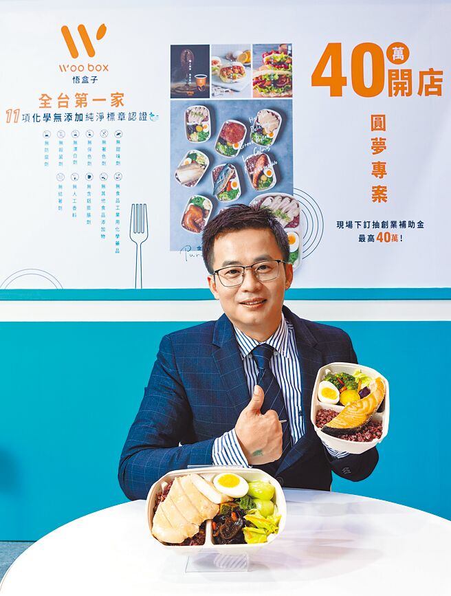 Woobox标榜是首个取得11项洁净标章的餐盒，单价落在120至150元，低GI减少身体负担并兼顾美味。（罗永铭摄）
