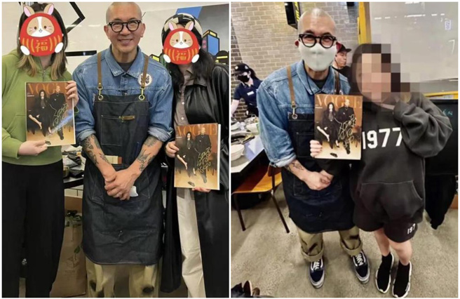 具俊晔为人亲切，跟粉丝拍照还送出签名杂志。（图／微博）