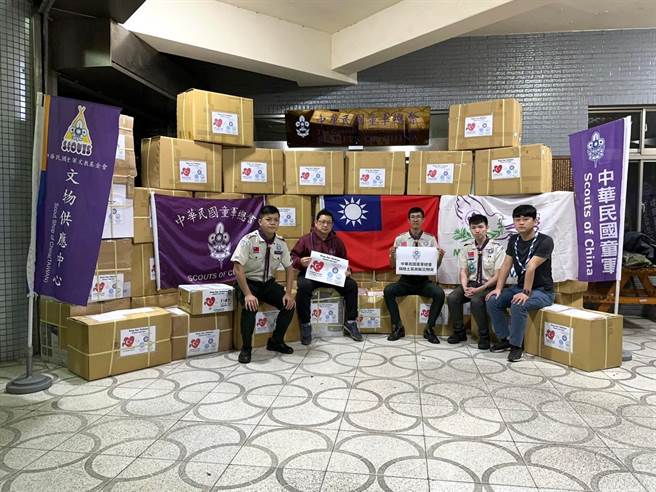 中華民國童軍總會募集物資，送往土耳其及敘利亞的地震災區，以幫助災民。（中華民國童軍總會提供／林志成台北傳真）