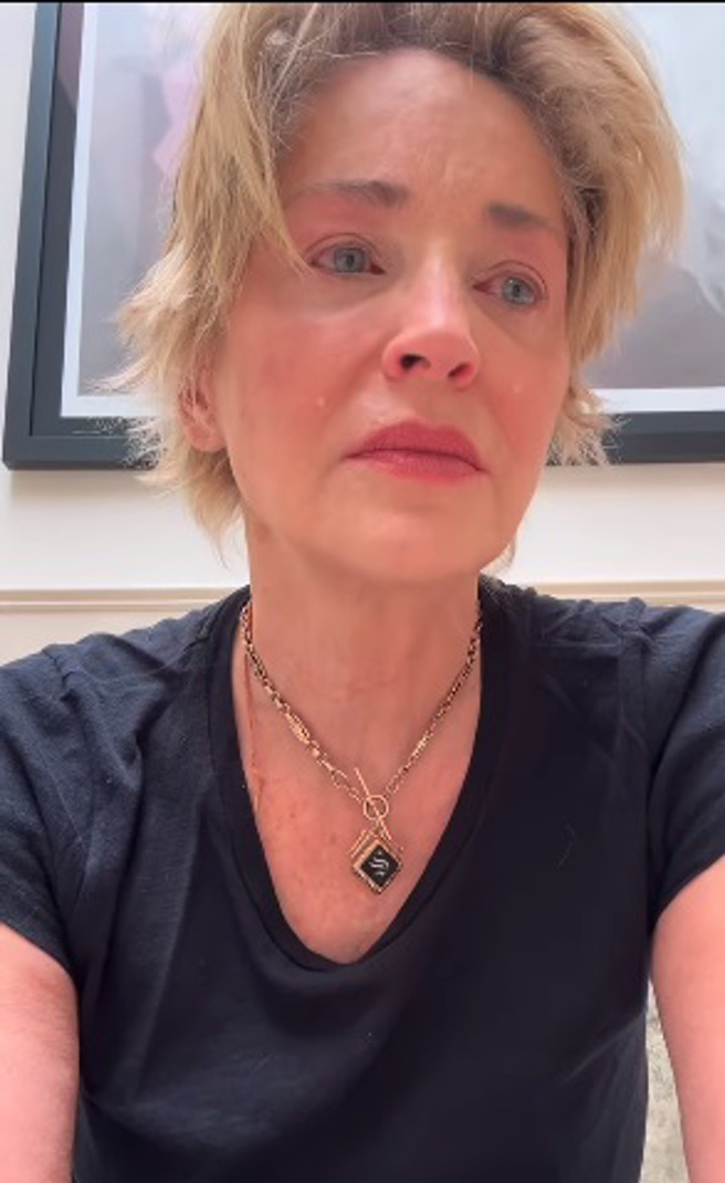莎朗史东流泪证实。（图／sharonstone Instagram）