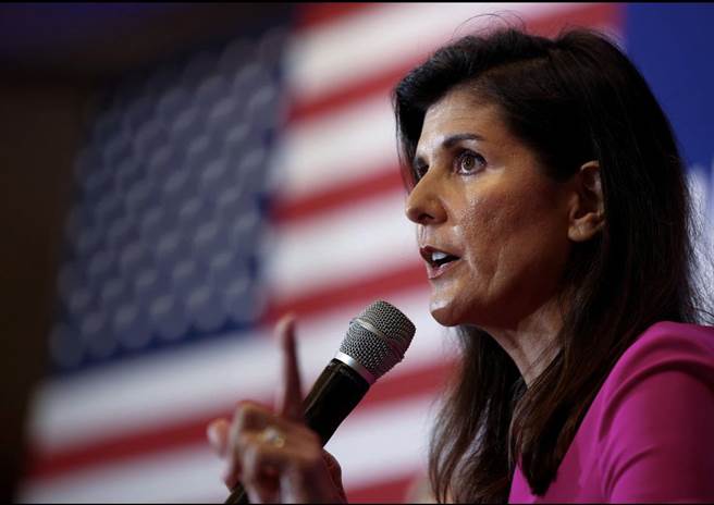 美国前联合国大使海利宣布参选共和党2024年总统提名人选。（图／路透）