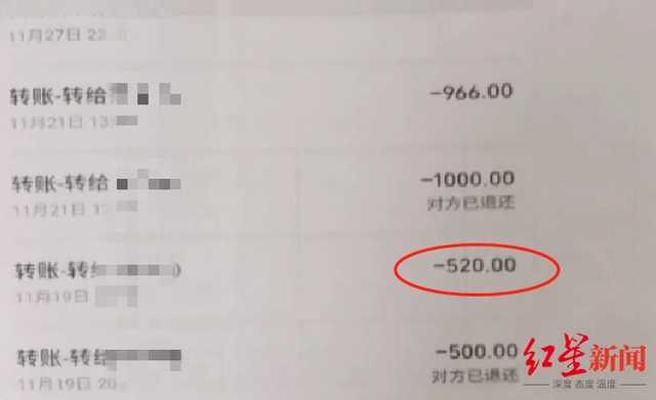 刘男给周女转帐的金额。（图／翻摄自红星新闻）
