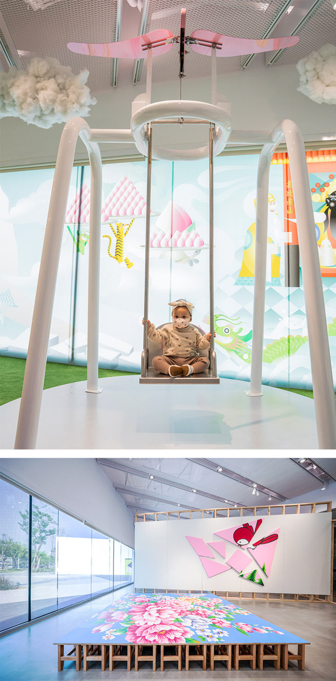 你需要花多久時間把花布拼出來呢？歡迎動手拼拼看椅子拼圖！(攝影/黃敬文)