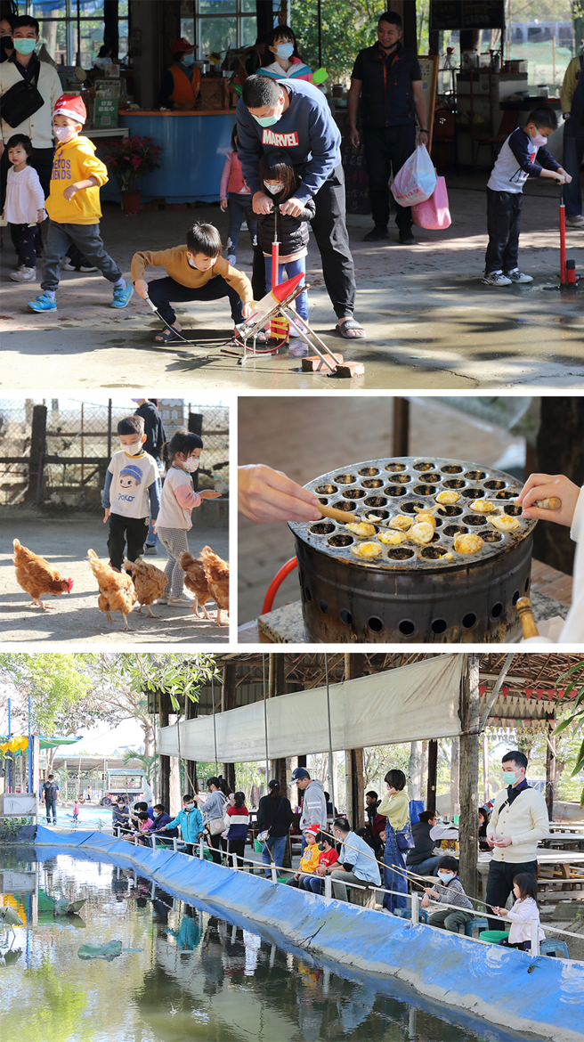 农春镇生态教育农场有钓鱼、喂食小动物、水火箭发射、香煎小鸡蛋多项趣味体验活动。(摄影/Carter)