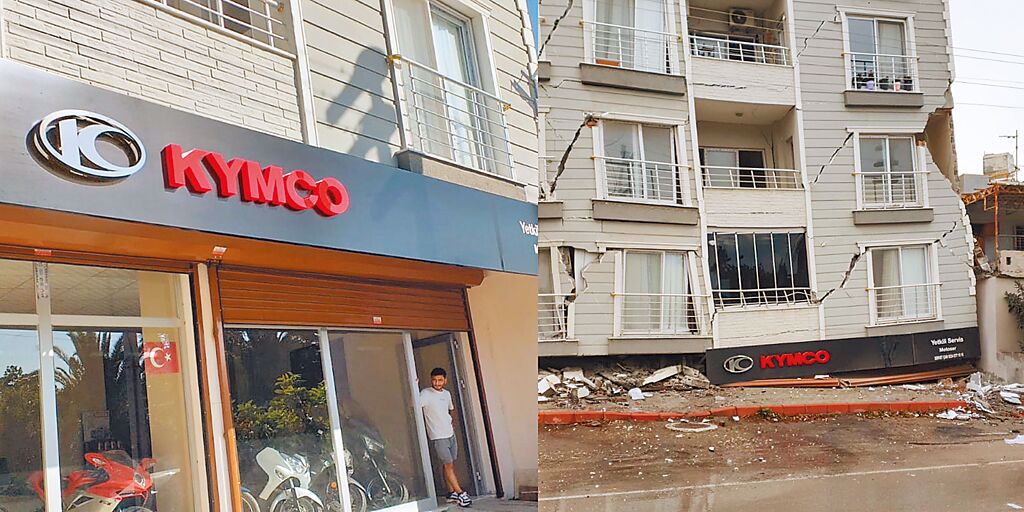 KYMCO不僅在土國設組裝廠，在當地也相當知名，此次土敘強震也震毀部分經銷商店面。（光陽提供）