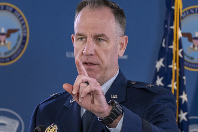 五角大厦发言人空军准将赖德（Patrick Ryder）。（图／美联社）