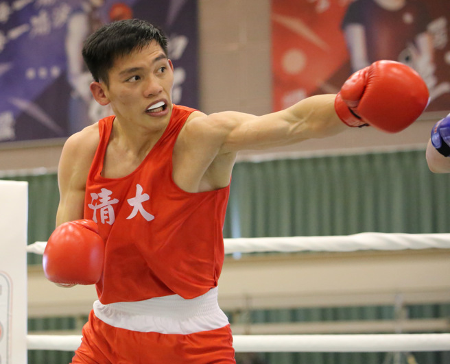 林囿是陈念琴搭配最久的陪练员。（拳击协会提供）