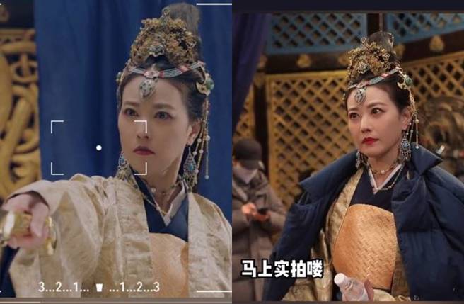 周海媚曬出拍《大漢軍魂》花絮影片。（圖／取自周海媚抖音）