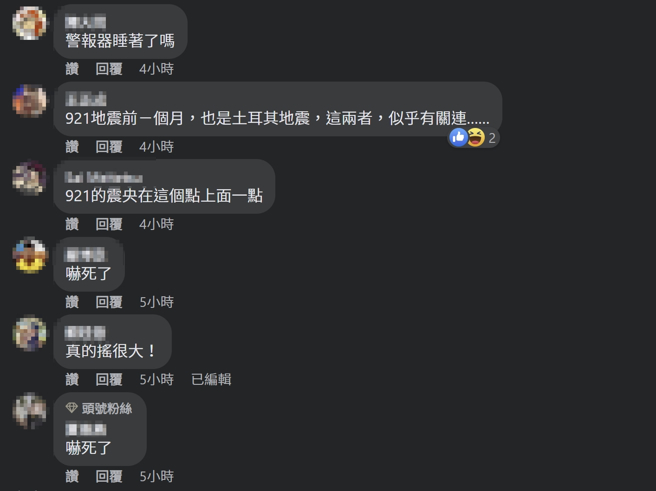 1999年经歷加上这次南投鹿谷地震，让部分网友担忧近来台湾恐怕会有大地震出现。(图／取自脸书)