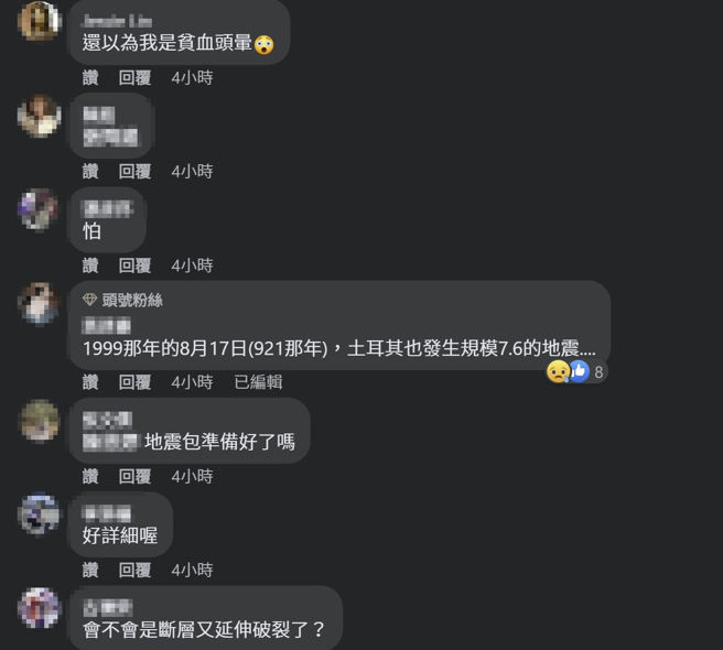 1999年的巧合让网友开始忧心台湾最近是否将出现大地震。(图／取自脸书)