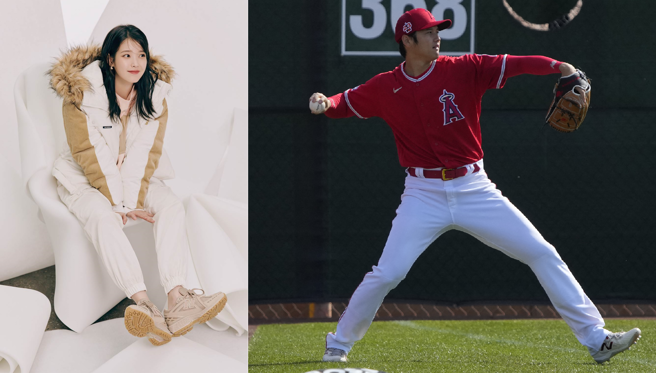 New Balance请来韩星IU、MLB「二刀流」大谷翔平代言。（左图New Balance提供、右图路透)