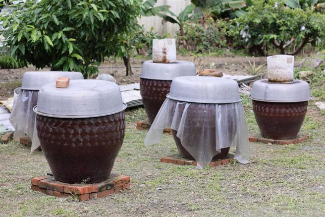 在醬缸醱酵的醬油、味噌，悠閒地聆聽著二胡與大自然共譜的協奏樂章。(圖／林格立)