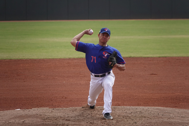 中华队投手江少庆。（毛琬婷摄）