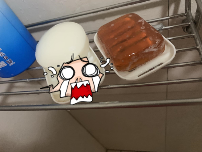 妈妈在网路PO上女儿得意作品「贡丸肥皂」，其造型也笑翻一票网友表示「新竹人洗法」。（翻摄自脸书路上观察学院/网友陈小姐授权提供）