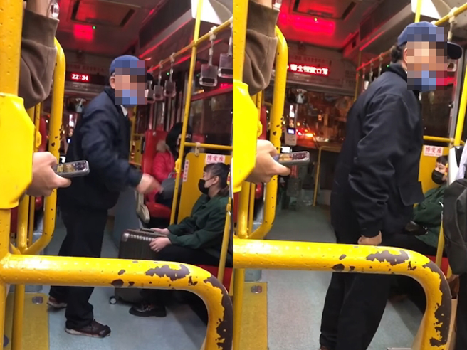 公车司机疑似在某站停靠时太快关车门，导致男学生未下车，而没想到下一站时，男学生也未即时下车，司机竟暴怒骂「不下车是在挑挑衅我吗」。（翻摄自脸书「爆料公社公开版」）