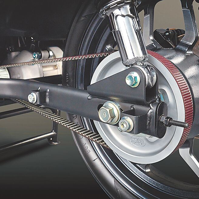 传动系统採用Gates碳纤维高张力皮带。（台铃提供）