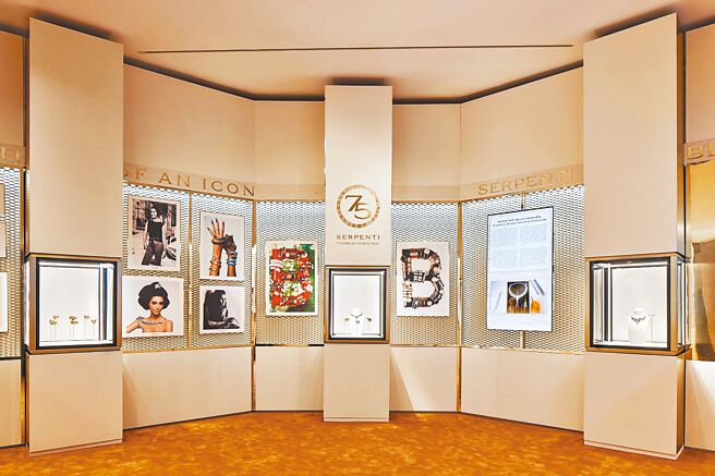 宝格丽Serpenti 75周年展厅，艺术家Refik Anadol以AI艺术勾勒Serpenti珠宝之美。（BVLGARI提供）