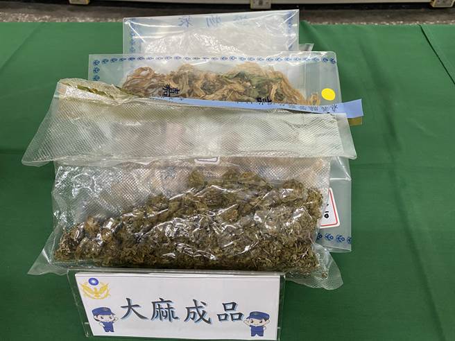 嘉義縣民雄警分局在林嫌住處查獲大麻成品。（廖素慧攝）