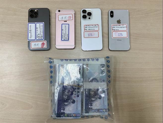 警方于去年10月将邱姓等3名嫌犯拘提到案，查扣不法所得63.5万元，工作手机6支等证物。（翻摄照片／王惠慧新竹传真）