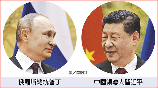 俄罗斯总统普丁(左)中国领导人习近平(右)