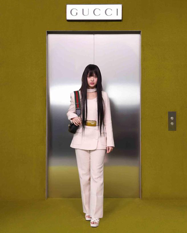 NewJeans Hanni上任Gucci品牌大使，首度出席品牌时装周活动。（Gucci提供）