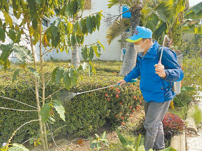 中兴大学新化林场长年饱受小黑蚊困扰，去年10月起试验喷洒竹醋液，成果显着。（曹婷婷摄）