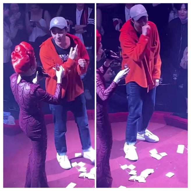 被CUE上台的蔡凡熙频频掩嘴猛笑，似乎被逗得很开心。（图／读者提供）